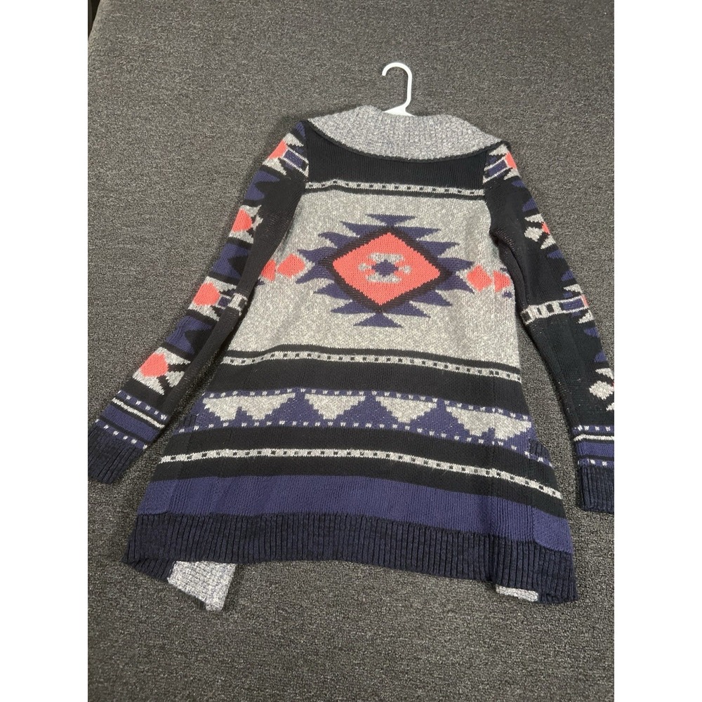Lucky Brand Aztec Cardigan Sweater Women's Medium Blue Gray Western Navajoe